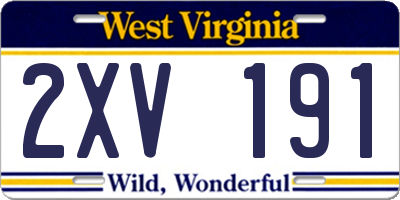 WV license plate 2XV191