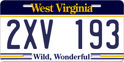 WV license plate 2XV193