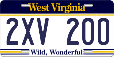 WV license plate 2XV200