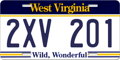 WV license plate 2XV201