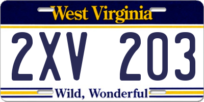 WV license plate 2XV203