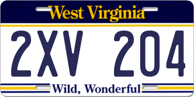 WV license plate 2XV204