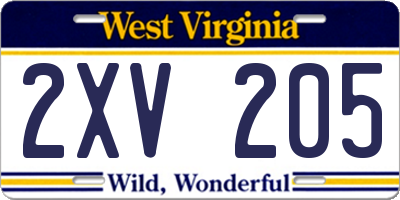 WV license plate 2XV205