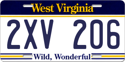WV license plate 2XV206