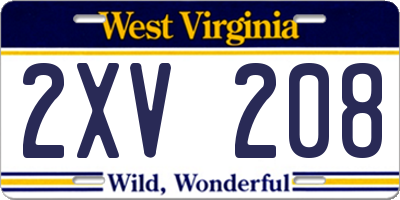 WV license plate 2XV208