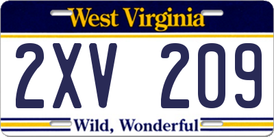 WV license plate 2XV209