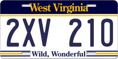 WV license plate 2XV210