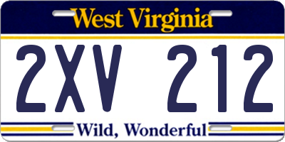 WV license plate 2XV212