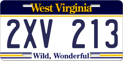 WV license plate 2XV213