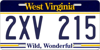 WV license plate 2XV215