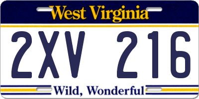 WV license plate 2XV216