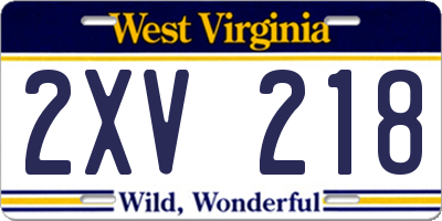 WV license plate 2XV218