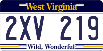 WV license plate 2XV219