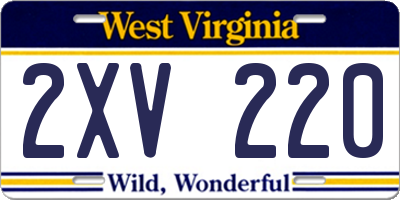 WV license plate 2XV220