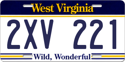 WV license plate 2XV221