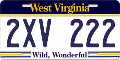 WV license plate 2XV222