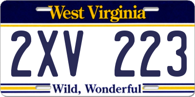 WV license plate 2XV223