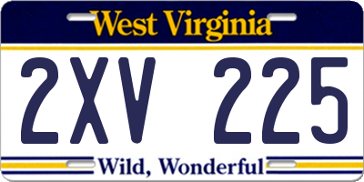WV license plate 2XV225