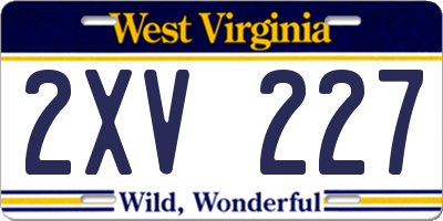WV license plate 2XV227