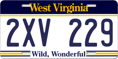 WV license plate 2XV229