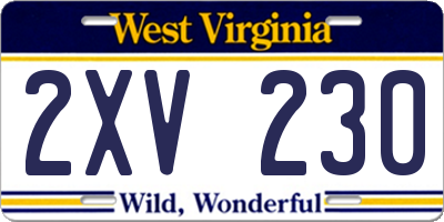 WV license plate 2XV230