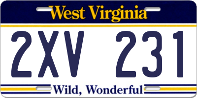 WV license plate 2XV231