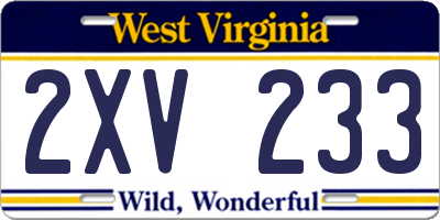 WV license plate 2XV233