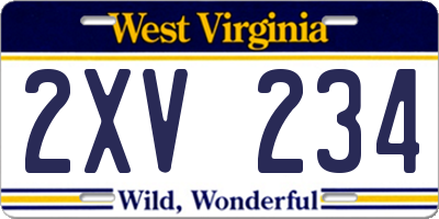WV license plate 2XV234
