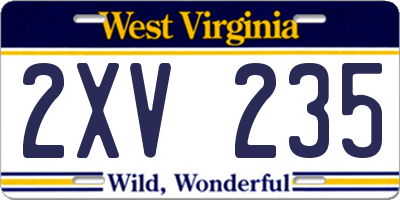 WV license plate 2XV235