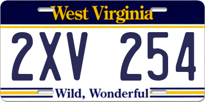 WV license plate 2XV254