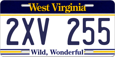 WV license plate 2XV255