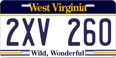 WV license plate 2XV260