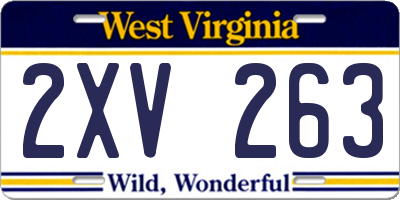 WV license plate 2XV263