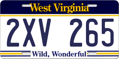 WV license plate 2XV265