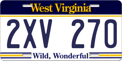 WV license plate 2XV270