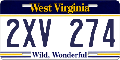 WV license plate 2XV274