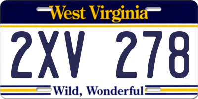 WV license plate 2XV278
