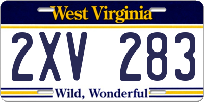WV license plate 2XV283
