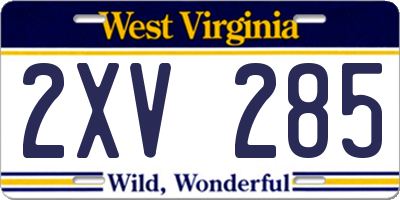 WV license plate 2XV285