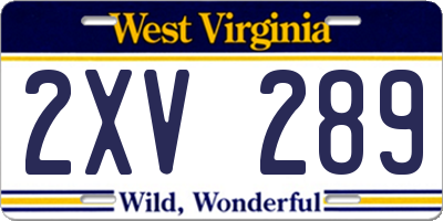 WV license plate 2XV289