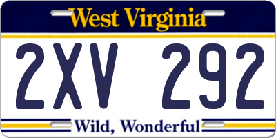 WV license plate 2XV292