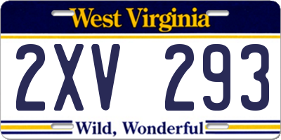 WV license plate 2XV293