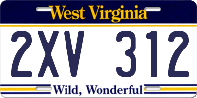 WV license plate 2XV312