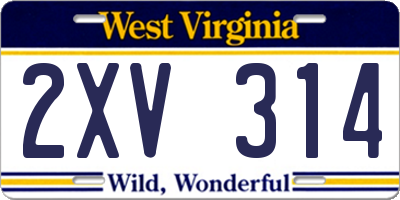 WV license plate 2XV314