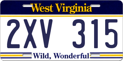 WV license plate 2XV315