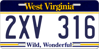 WV license plate 2XV316