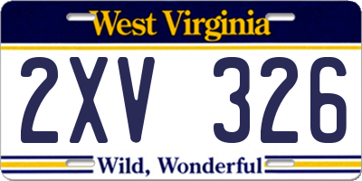 WV license plate 2XV326