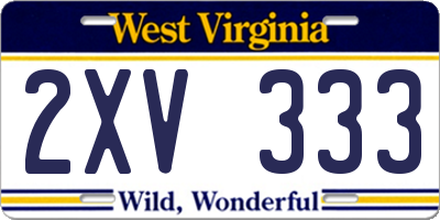 WV license plate 2XV333