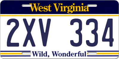 WV license plate 2XV334