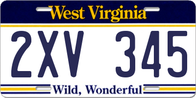 WV license plate 2XV345